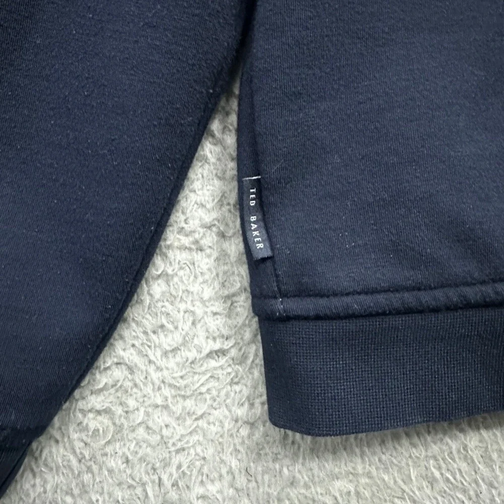 Ted Baker London Mens Large Navy Blue Full Zip Bomber Jacket Leaf Lining Comfort